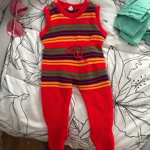 Vintage 1956 knitted unisex baby onsie